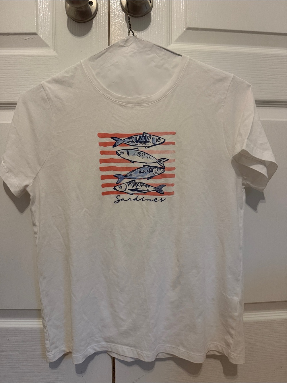 J. Crew White Short-Sleeve Sardines Graphic Swim Tee NEW